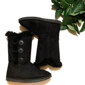 Black Suede Faux Fur Boots